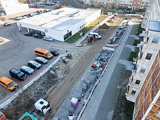 Luftaufnahme von der Baustelle Kastanienweg.