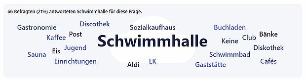 21 % der Befragten nannten Schwimmhalle.